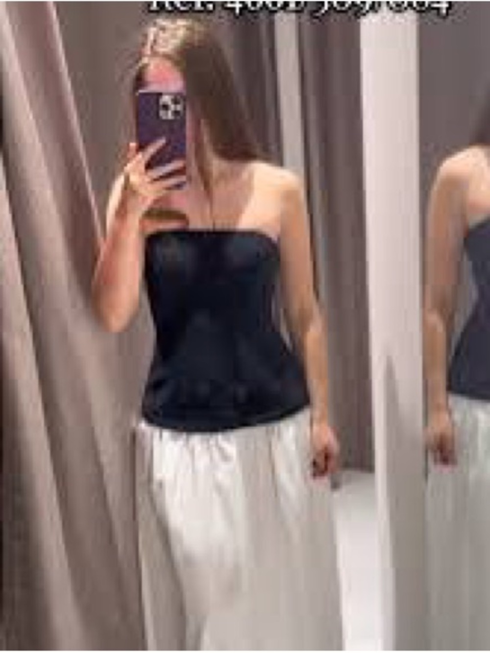 zara strapless poplin white and black dress Sz M - Picture 5 of 10